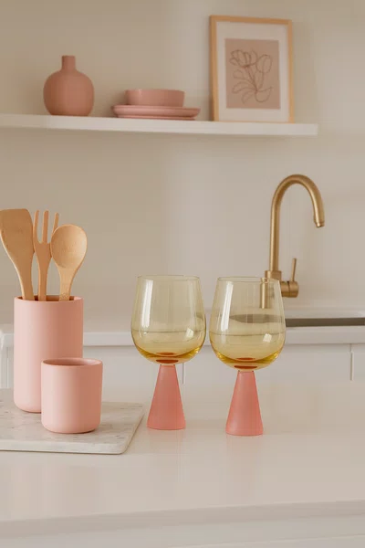 Jogo de 2 Taças em Vidro Colors Verde e Rosa 420 ml