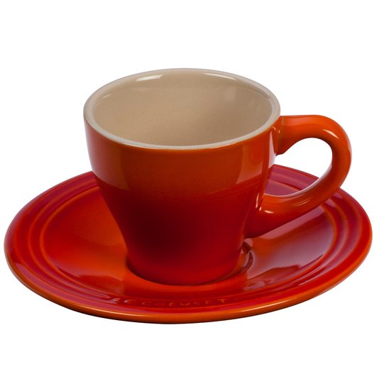 Jogo de 2 Xícaras com Pires para Espresso Le Creuset Laranja LCL Home