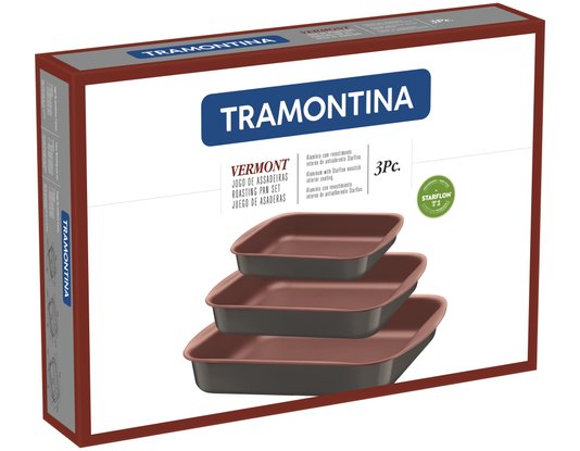 Jogo de 3 Assadeiras Vermont Tramontina Grafite e Cobre