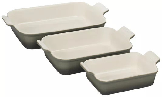 Jogo de 3 Travessas Retangulares de Cerâmica Heritage Le Creuset Thyme