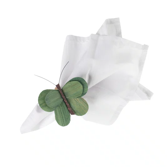 Jogo De 4 Anéis De Guardanapo Borboleta Verde