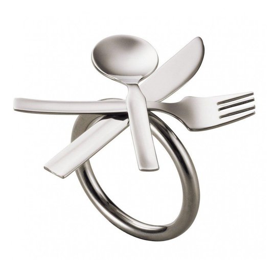 Jogo de 6 Argolas para Guardanapo Manuela Riva Inox