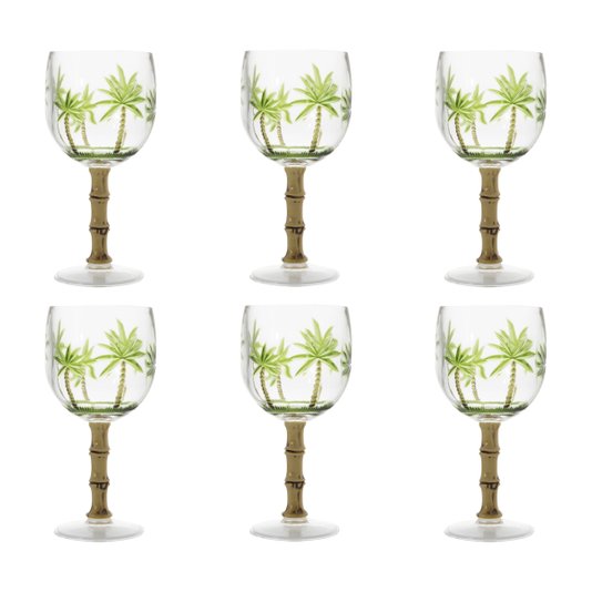 Jogo de 6 Taças em  Acrílico Palm Tree Bon Gourmet 450 ml
