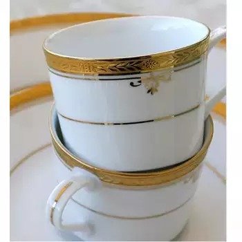 Jogo de Café 12 Peças Buckinghan Gold Noritake Branco e Ouro