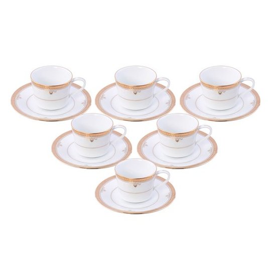 Jogo de Café 12 Peças Buckinghan Gold Noritake Branco e Ouro