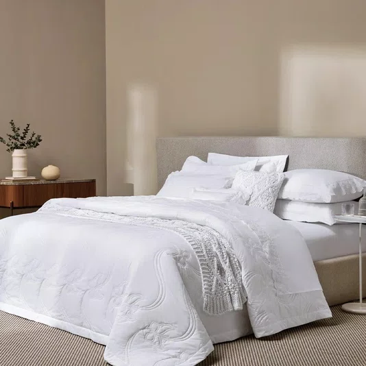 Jogo de Cama 8 Peças Queen Farfalla 200 Fios Trussardi Branco