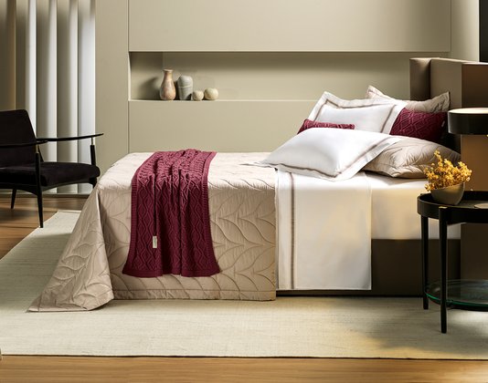Jogo de Cama Casal 100% Algodão Egípcio Cetim 300 Fios San Martino Trussardi Branco e Ardósia 