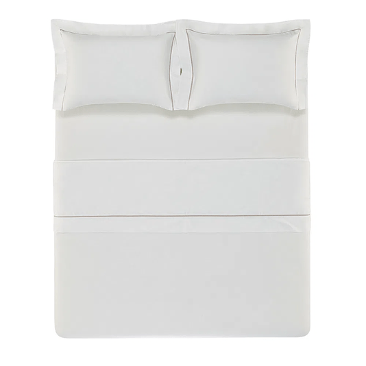 Jogo de Cama Casal 300 Fios Portello Trussardi Branco e Legno