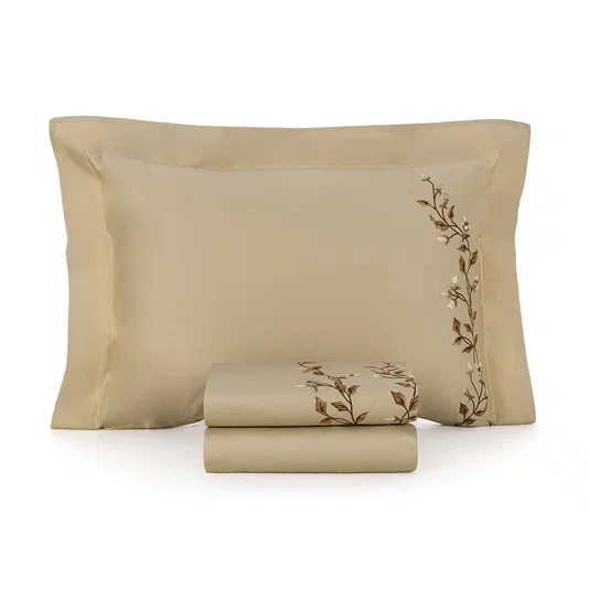Jogo de Cama Casal Carmela 300 Fios Karsten Bege 2,20 x 2,60 m