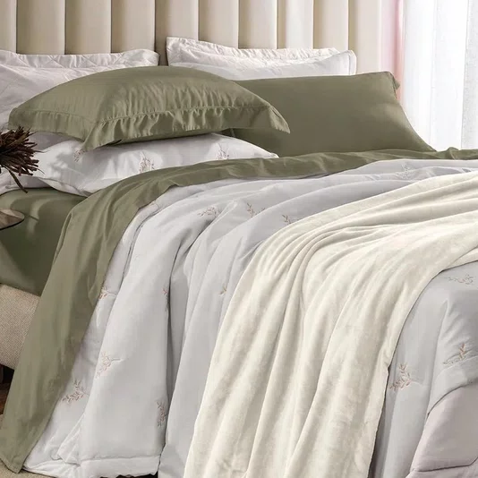 Jogo de Cama Casal Dallas 300Fios Egipcio Karsten Oliva 2,20x2,60 cm
