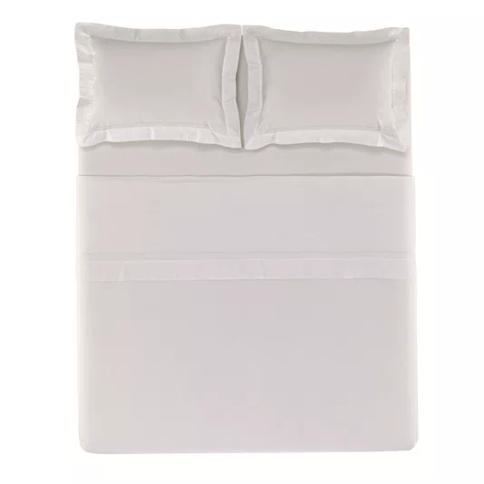 Jogo de Cama Casal Fiesole 200 Fios Trussardi Branco e Branco 220cm x 260cm