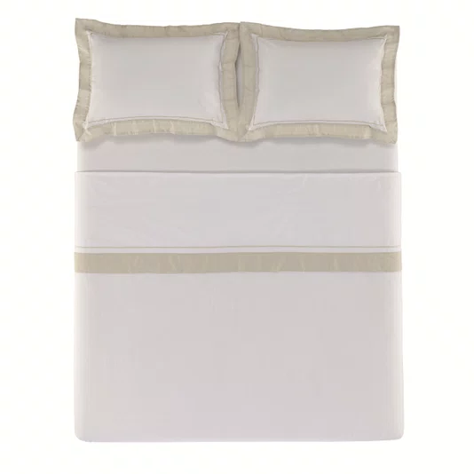 Jogo de Cama Casal Fiesole 200 Fios Trussardi Branco e Grigio 220cm x 260cm