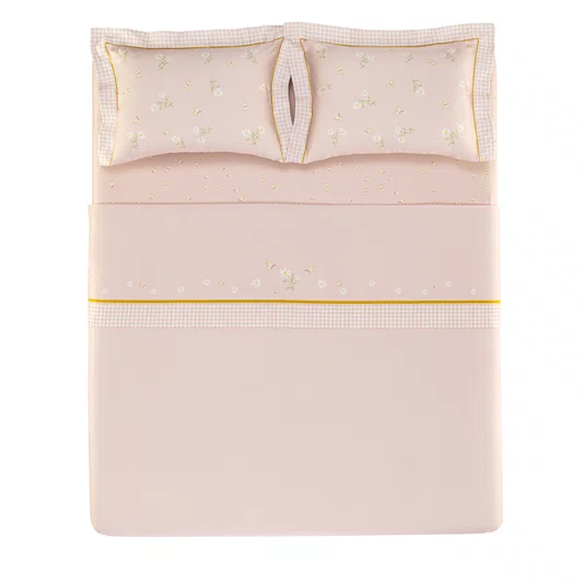 Jogo De Cama Casal Margarida 300 Fios Trussardi 2,20 x 2,80 m