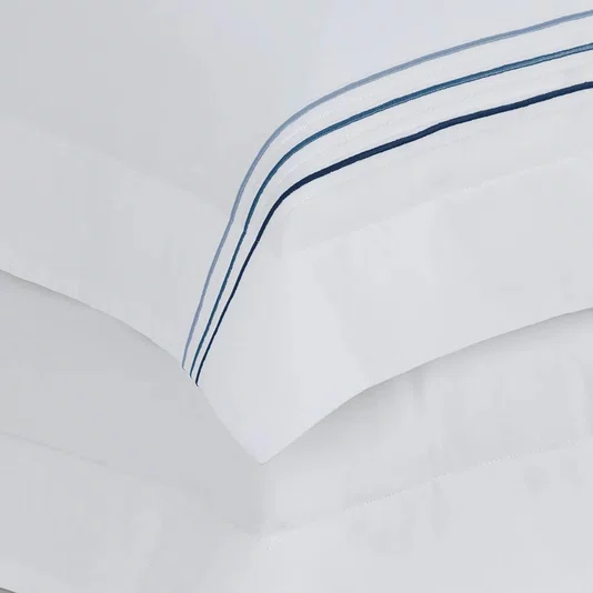 Jogo de Cama Casal Menfi 300 Fios Trussardi Branco e Azul 2,20 x 2,60 cm