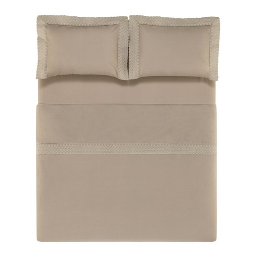 Jogo De Cama Casal Oliveto 200 Fios Trussardi Avena/Nocciola