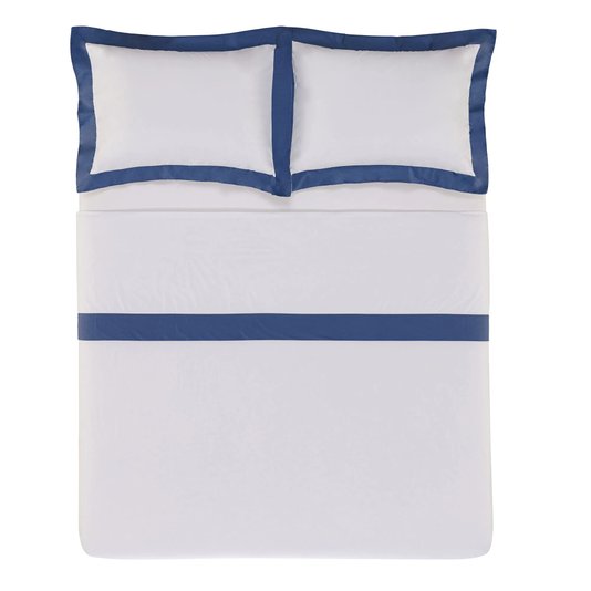 Jogo de Cama King 200 Fios Olga Trussardi Branco/Adriatico