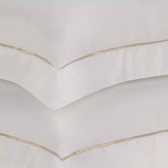 Jogo de Cama King Dominicani 600 Fios Trussardi Branco e Nocciola 280cm x 280cm