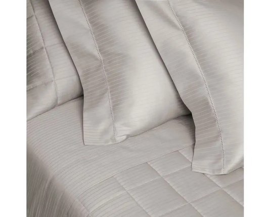 Jogo de Cama Queen Damask Stripes 300 Fios Buddemeyer Prata