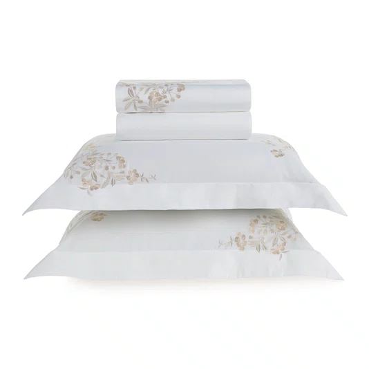 Jogo de Cama Queen Anicia 300 Fios Egípcio Trussardi Branco 2,40 x 2,80 m