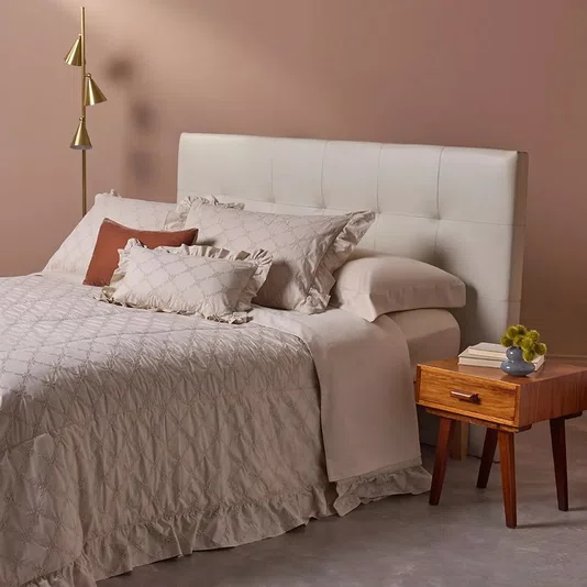 Jogo De Cama Queen Basquiat 400 Fios Buddemeyer Luxus Bege Duna 240cm x 280cm