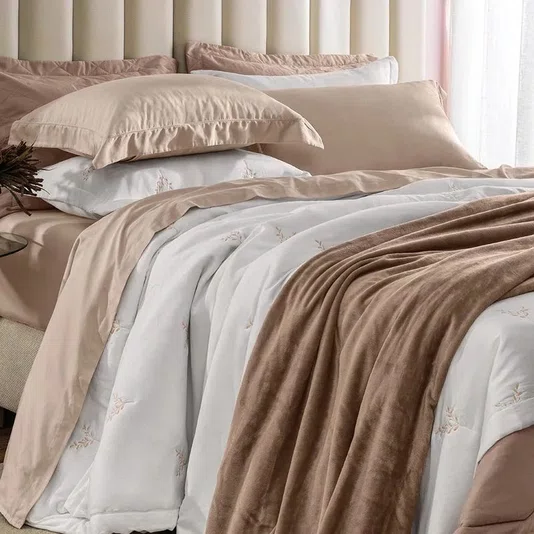 Jogo Cama Queen Dallas 300 Fios Egipcio Karsten Rosa Veludo