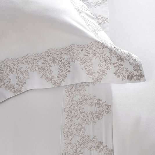 Jogo de Cama Queen Giorgio 400 Fios Buddemeyer Luxus Branco/Bege 2,60 x 2,90 m