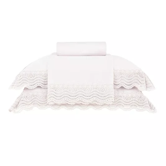 Jogo de Cama Queen Margot 400 Fios Buddemeyer Luxus Rosa 2,40 x 2,80 m