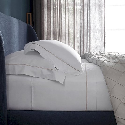 Jogo de Cama Queen Nilo 500 Fios Buddemeyer Luxus Branco e Rosa 2,40 x 2,80 m