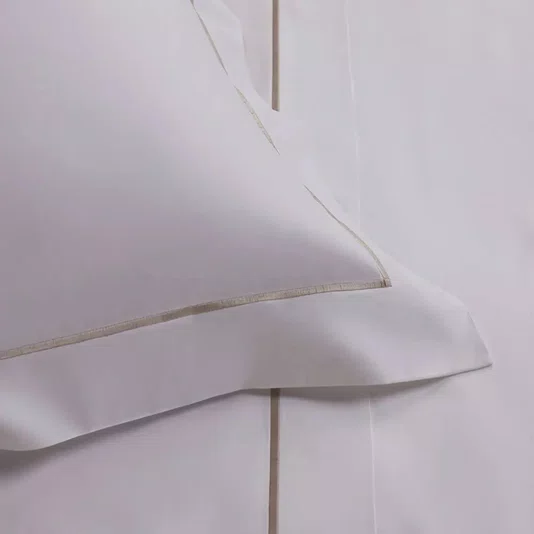 Jogo de Cama Queen Nilo 500 Fios Egípcio Buddemeyer Luxus Branco/Bege 240cm x 280cm
