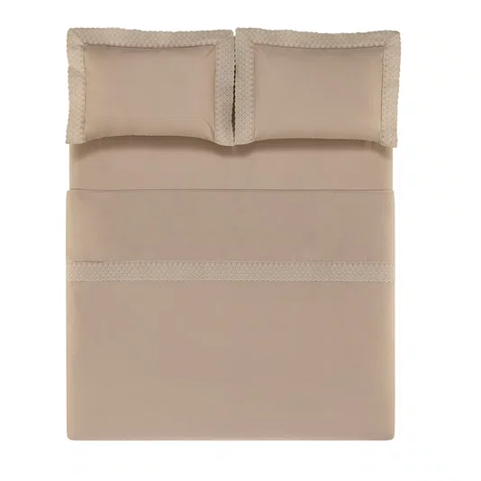 Jogo De Cama Queen Oliveto 200 Fios Trussardi Avena 2,40 x 2,80 m