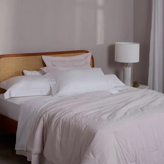 Jogo de Cama Queen Ornella 400 Fios Buddemeyer Luxus Branco 260cm x 290cm