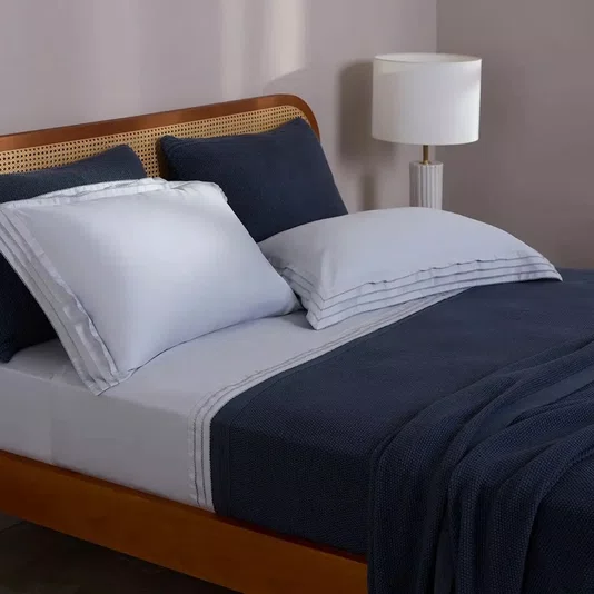 Jogo de Cama Queen Palladio 400 Fios Buddemeyer Luxus Azul Frost/Azul 240cm x 280cm