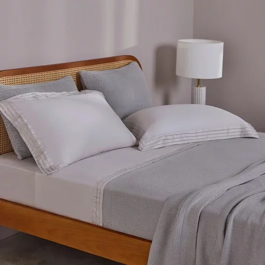 Jogo de Cama Queen Palladio 400 Fios Buddemeyer Luxus Prata Nuvem/Prata 240cm x 280cm