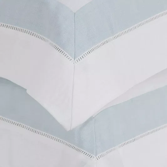 Jogo Cama Queen Rivus Algodão e Linho Trussardi Branco e Azul 240cm x 250cm