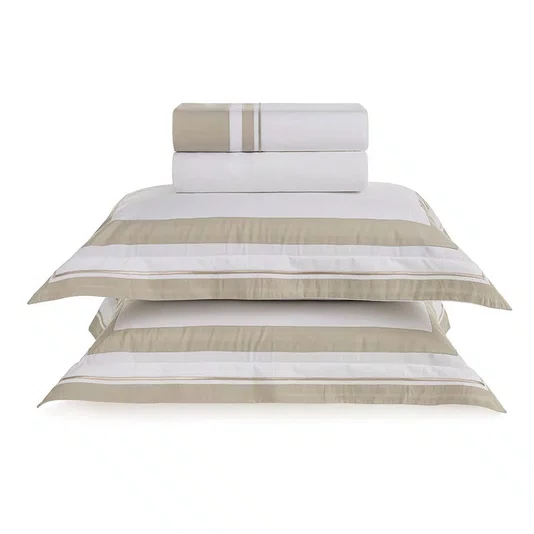 Jogo de Cama Queen San Lorenzo 200 Fios Trussardi Branco/Grigio 2,40 x 2,60 m