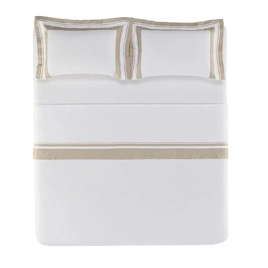 Jogo de Cama Queen San Lorenzo 200 Fios Trussardi Branco/Grigio 2,40 x 2,60 m