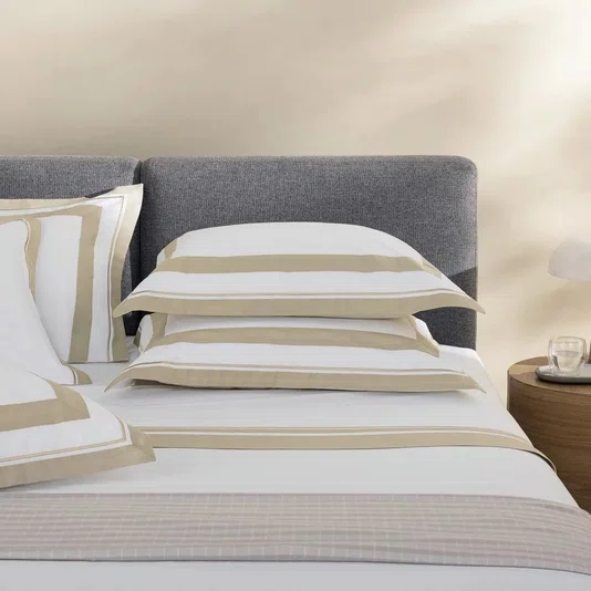 Jogo de Cama Queen San Lorenzo 200 Fios Trussardi Branco/Grigio 2,40 x 2,60 m