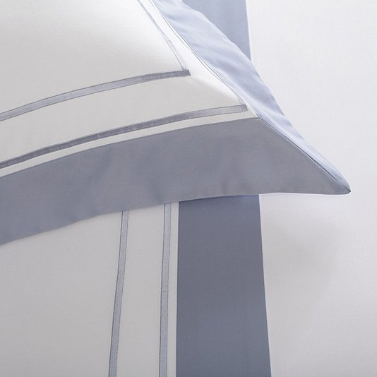 Jogo De Cama Queen Saville 400 Fios Buddemeyer Luxus Branco/Azul 2,60 x 2,90 m