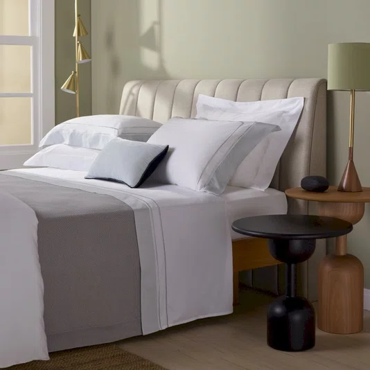 Jogo De Cama Queen Sáville 400 Fios Buddemeyer Luxus Branco/Verde Glace 260cm x 290cm