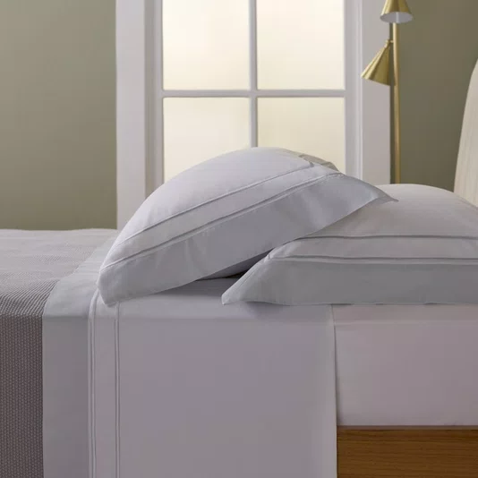 Jogo De Cama Queen Sáville 400 Fios Buddemeyer Luxus Branco/Verde Glace 260cm x 290cm