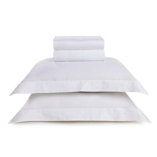 Jogo De Cama Queen Simonetta 300 Fios Trussardi Branco 2,40 x 2,80 m