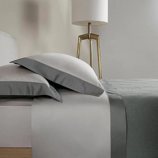 Jogo De Cama Queen Terry 600 Fios Buddemeyer Luxus Bege Pecan/Verde Pinheiro 2,40 x 2,80 m