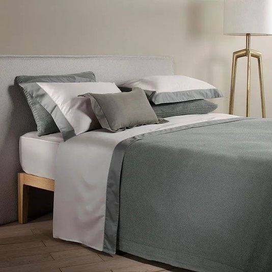 Jogo De Cama Queen Terry 600 Fios Buddemeyer Luxus Bege Pecan/Verde Pinheiro 2,40 x 2,80 m