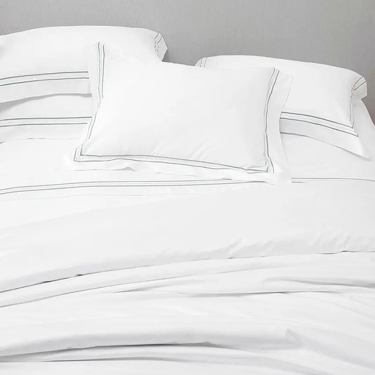 Jogo De Cama Queen Trento 800 Fios Buddemeyer Luxus Branco/Borda Verde 2,60 x 2,90 m