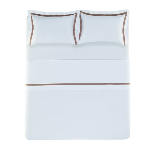 Jogo De Cama Queen Vercelli 300 Fios Trussardi Branco/Vecchio 2,40 x 2,80 m