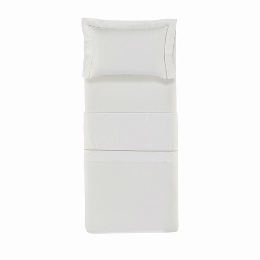 Jogo de Cama Solteiro 300 Fios Portello Trussardi Branco e Legno