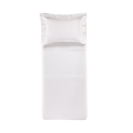 Jogo de Cama Solteiro Cetim 100% Algodão Egípcio 300 Fios Galieno Trussardi Branco