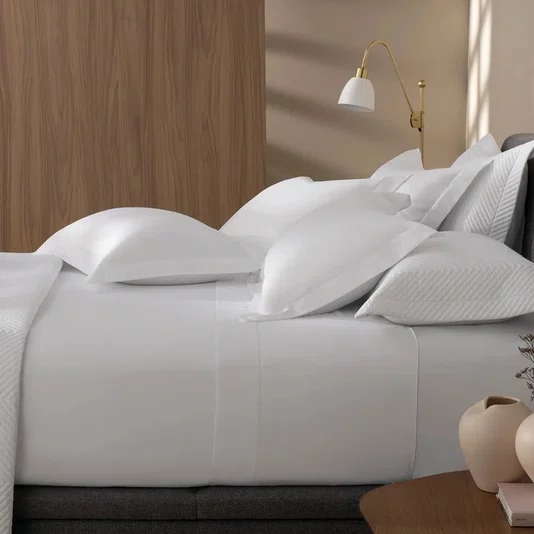 Jogo de Cama Solteiro Grasso 300 Fios Egípcio Trussardi Branco 1,70 x 2,80 m