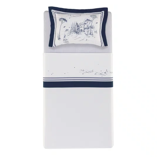 Jogo De Cama Solteiro Lupi 300 Fios Trussardi 1,70 x 2,80 m
