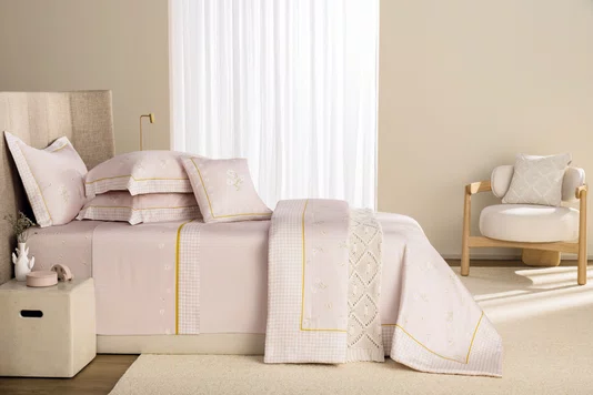Jogo De Cama Solteiro Margarida 300 Fios Trussardi 1,70 x 2,80 m